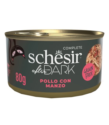 SCHESIR GATTO AFTER DARK GRAIN FREE PATE' POLLO MANZO 80GR (lattina)