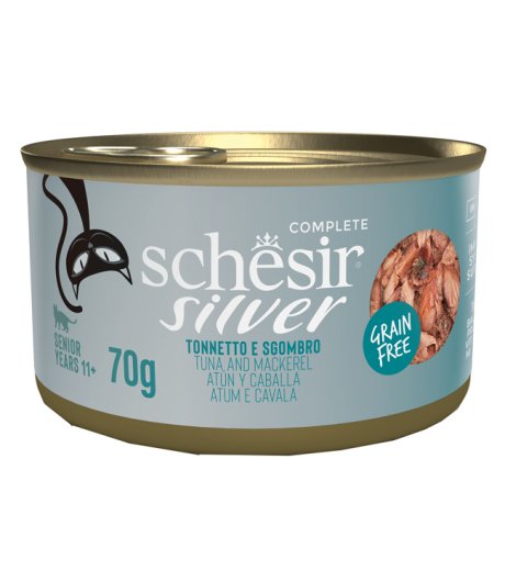 SCHESIR GATTO SILVER GRAIN FREE SENIOR TONNO SGOMBRO 70GR (lattina)