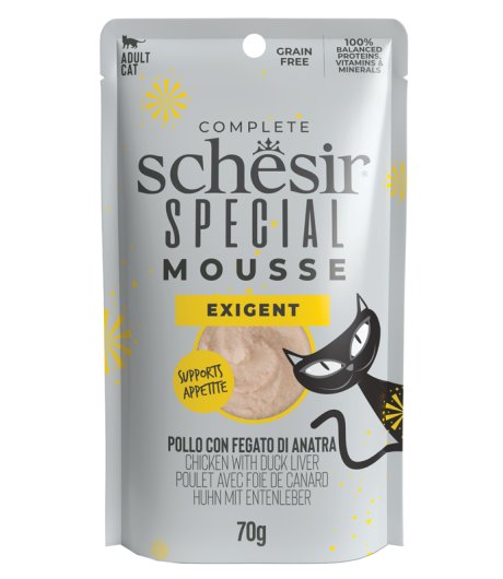 SCHESIR GATTO SPECIAL MOUSSE EXIGENT ADULT POLLO FEGATO DI ANATRA 70GR (bustina) SCHESIR GATTO SPECIAL MOUSSE EXIGENT ADULT POLLO FEGATO DI ANATRA 70GR (bustina)