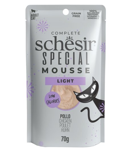 SCHESIR GATTO SPECIAL MOUSSE LIGHT LOW CALORIES ADULT POLLO 70GR (bustina) SCHESIR GATTO SPECIAL MOUSSE LIGHT LOW CALORIES ADULT POLLO 70GR (bustina)