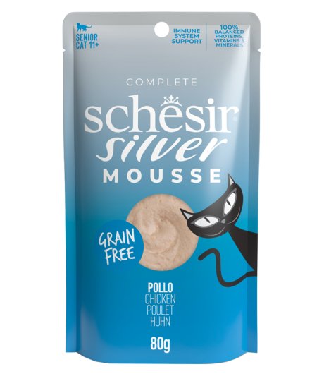 SCHESIR GATTO SILVER MOUSSE GRAIN FREE SENIOR POLLO 80GR (bustina)