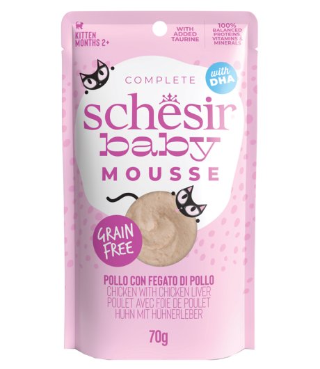 SCHESIR GATTO BABY MOUSSE GRAIN FREE KITTEN POLLO FEGATO 70GR (bustina)