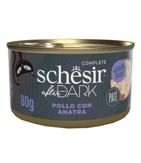 SCHESIR GATTO AFTER DARK GRAIN FREE PATE' ADULT POLLO ANATRA 80GR (lattina)