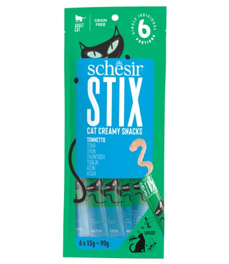 SCHESIR GATTO SNACK STIX CREAMY TONNETTO 6PZ 15GR SCHESIR GATTO SNACK STIX CREAMY TONNETTO 6PZ 15GR