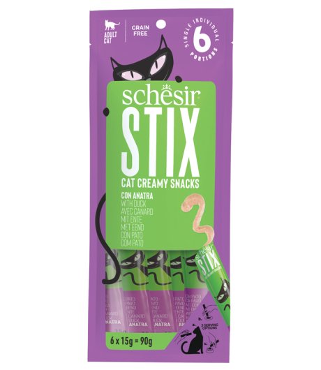 SCHESIR GATTO SNACK STIX CREAMY ANATRA 6PZ 15GR