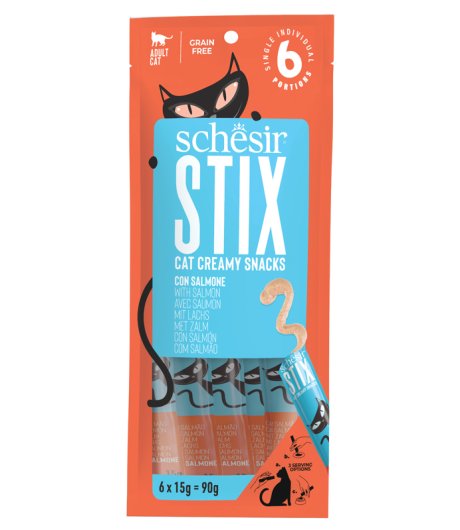 SCHESIR GATTO SNACK STIX CREAMY SALMONE 6PZ 15GR