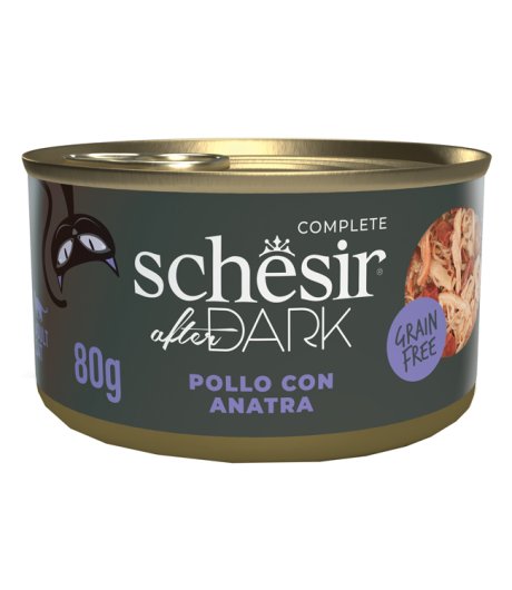 SCHESIR GATTO AFTER DARK GRAIN FREE BRODO ADULT POLLO ANATRA 80GR (lattina)