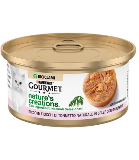 NESTLE' PURINA GOURMET GATTO CREATIONS GELEE JELLY TONNETTO GAMBERETTI 70GR (lattina)
