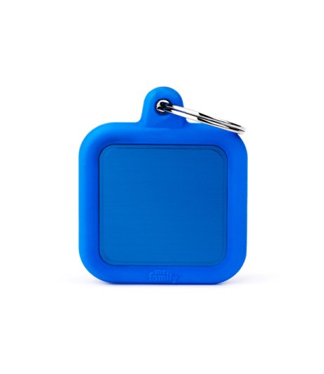 MY FAMILY MEDAGLIETTA QUADRATO ALLUMINIO/GOMMA BLU (REF. HTA03BLUE) MY FAMILY MEDAGLIETTA QUADRATO ALLUMINIO/GOMMA BLU (REF. HTA03BLUE)