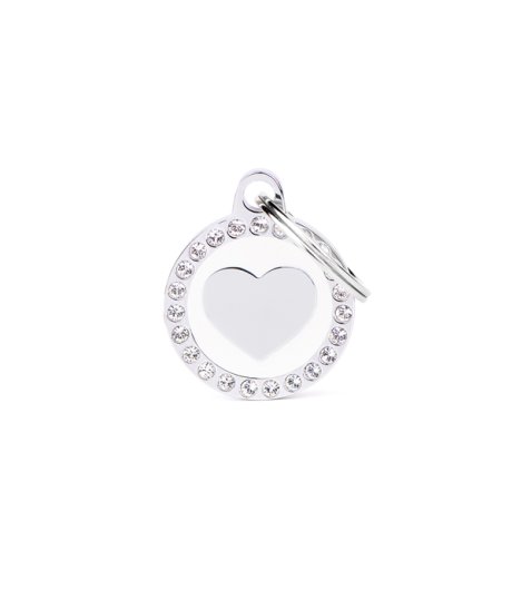 MY FAMILY MEDAGLIETTA CERCHIO (S) BIANCO CUORE STRASS (REF. BH27GM02)