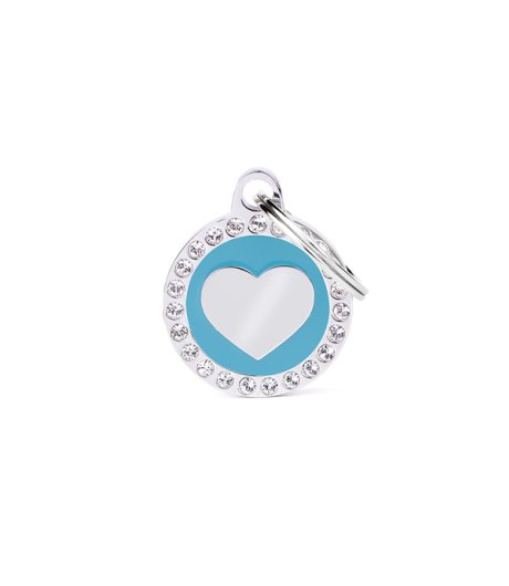 MY FAMILY MEDAGLIETTA CERCHIO (S) AZZURRO CUORE STRASS (REF. BH28GM03)
