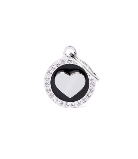MY FAMILY MEDAGLIETTA CERCHIO (S) NERO CUORE STRASS (REF. BH30GM03)