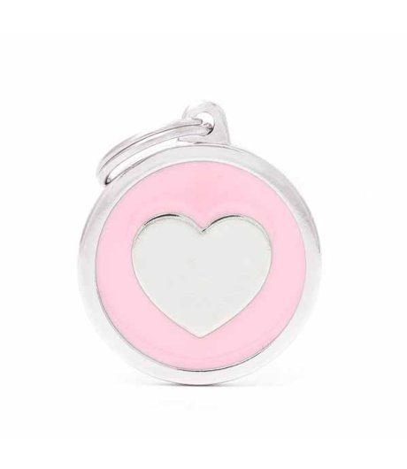 MY FAMILY MEDAGLIETTA CERCHIO (L) ROSA CUORE (REF. MFCH17PINKHEART)