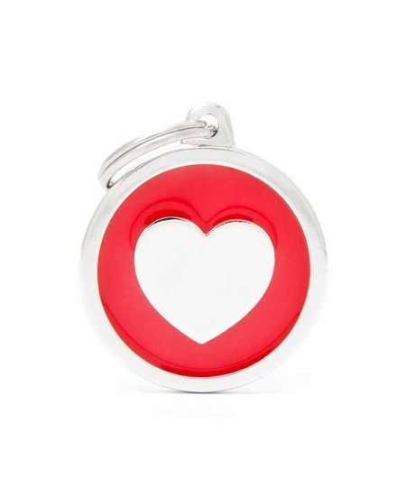 MY FAMILY MEDAGLIETTA CERCHIO (L) ROSSO CUORE (REF. MFCH17REDHEART)