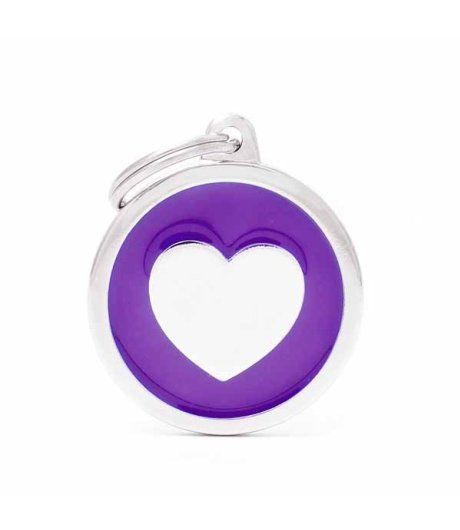MY FAMILY MEDAGLIETTA CERCHIO (L) VIOLA CUORE (REF. CH17PURPLEHEART)