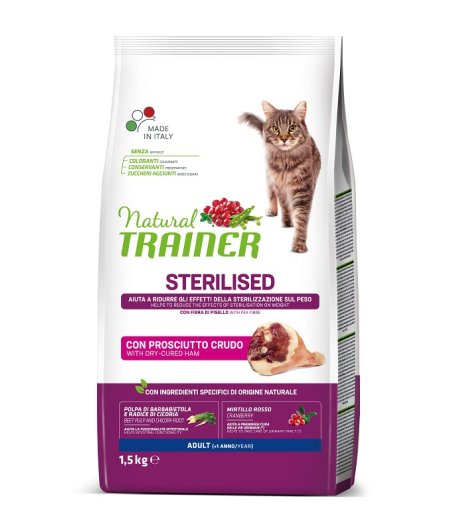 TRAINER NATURAL GATTO STERILISED ADULT PROSCIUTTO 1,5KG