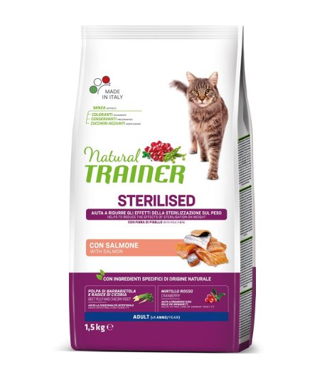 TRAINER NATURAL GATTO STERILISED ADULT SALMONE 1,5KG