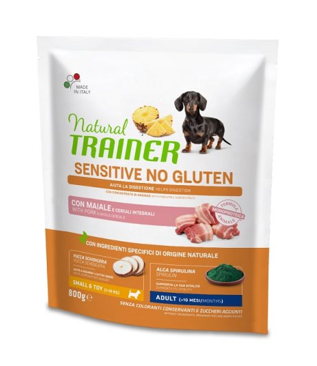 TRAINER NATURAL CANE SENSITIVE SMALL/TOY ADULT MAIALE 800GR