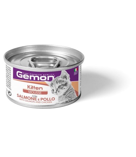 GEMON GATTO KITTEN MOUSSE SALMONE POLLO 85GR (lattina)