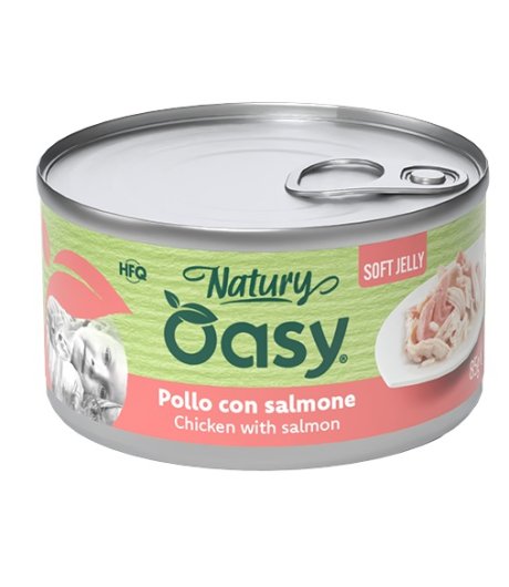 OASY GATTO NATURY SOFT JELLY POLLO CON SALMONE 85GR (lattina)
