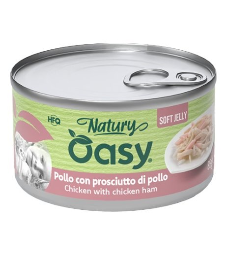 OASY GATTO NATURY SOFT JELLY POLLO CON PROSCIUTTO DI POLLO 85GR (lattina)