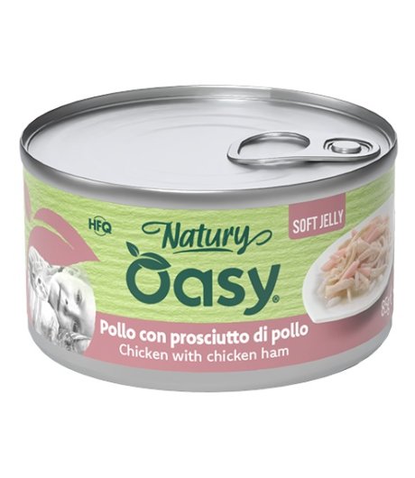 OASY GATTO NATURY SOFT JELLY POLLO CON PROSCIUTTO DI POLLO 150GR (lattina)
