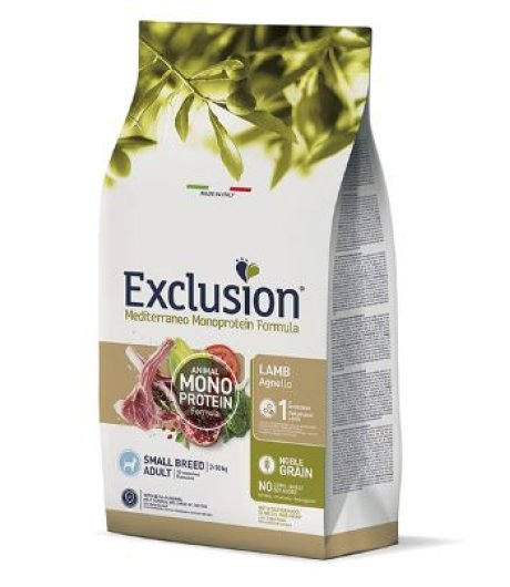 EXCLUSION CANE MEDITERRANEO MONOPROTEICO NOBLE GRAIN SMALL BREED ADULT AGNELLO 500GR FLASH