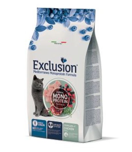 EXCLUSION GATTO MEDITERRANEO MONOPROTEICO NOBLE GRAIN STERILIZED +7 POLLO 300GR FLASH