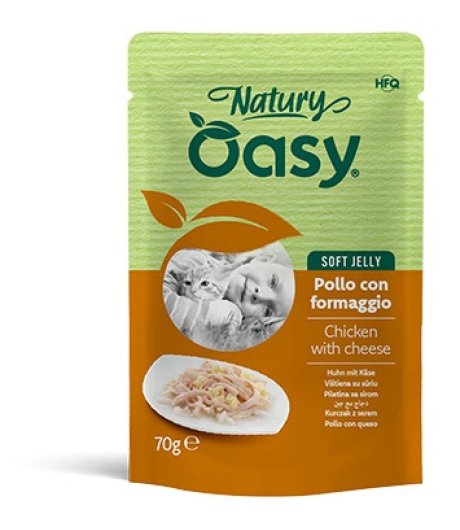 OASY GATTO NATURY SOFT JELLY POLLO CON FORMAGGIO 70GR (bustina)