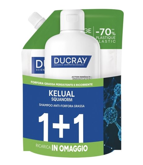 KELUAL SQUANORM Shampoo Anti-Forfora Grassa e Persistente 400ML + Ricarica 400ml