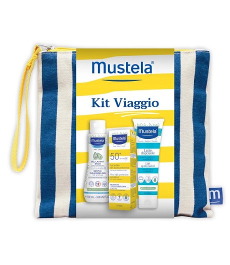 MUSTELA KIT VIAGGIO Detergente Delicato, Latte Doposole e Latte Solare Viso Spf50+