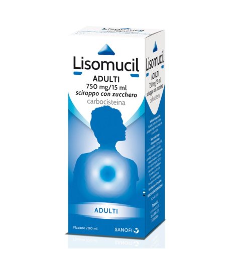  Lisomucil Tosse Adulti Mucolitico 750mg/15ml Carbocisteina Sciroppo con Zucchero 200 ml