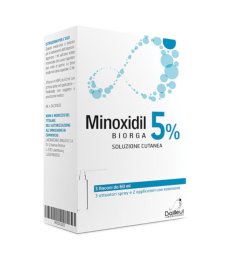 Minoxidil Biorga 5% 3 Flaconi Contro l'Alopecia e la Caduta dei Capelli