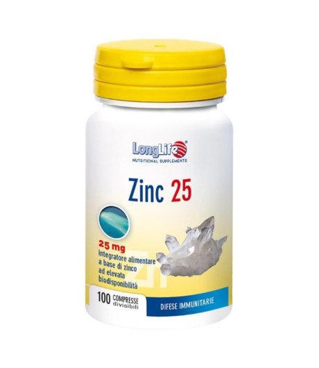 Longlife Zinc 25mg 100cpr