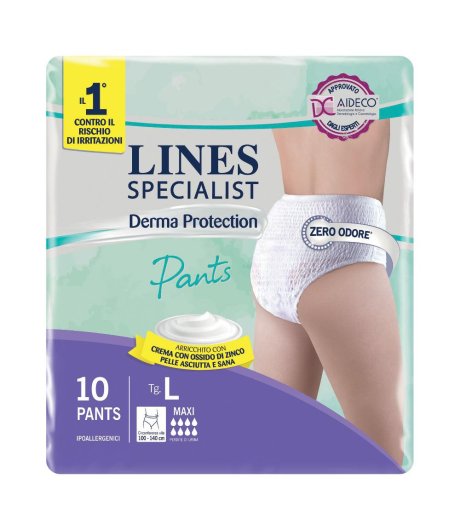 LINES SPECIALIST DERMA PROTECTION PANTS 10 MUTANDINE UNISEX MAXI TAGLIA L