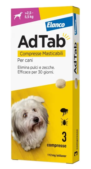 Adtab Per Cani Da 2,5 A 5,5kg 3 Compresse Masticabili 112mg-image