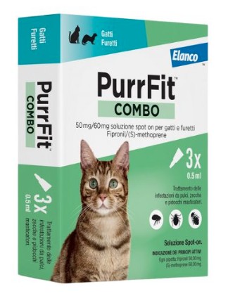 Purrfit Combo Antiparassitario Spot-On Per Gatti E Furetti 3 Pipette