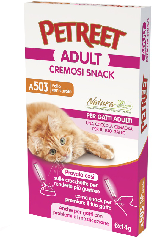 Petreet Gatto Adult A503 Cremosi Snack Pollo Carote 14GR
