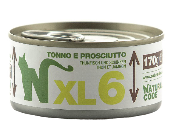 Natural Code Gatto XL6 Tonno Prosciutto 170GR (Lattina)