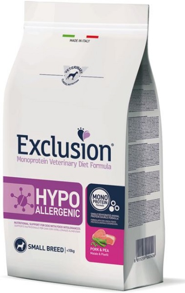 Exclusion Hypoallergenic Small Breed Maiale e Piselli 800g