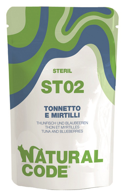 NATURAL CODE GATTO ST02 STERIL TONNETTO MIRTILLI 70GR (bustina)