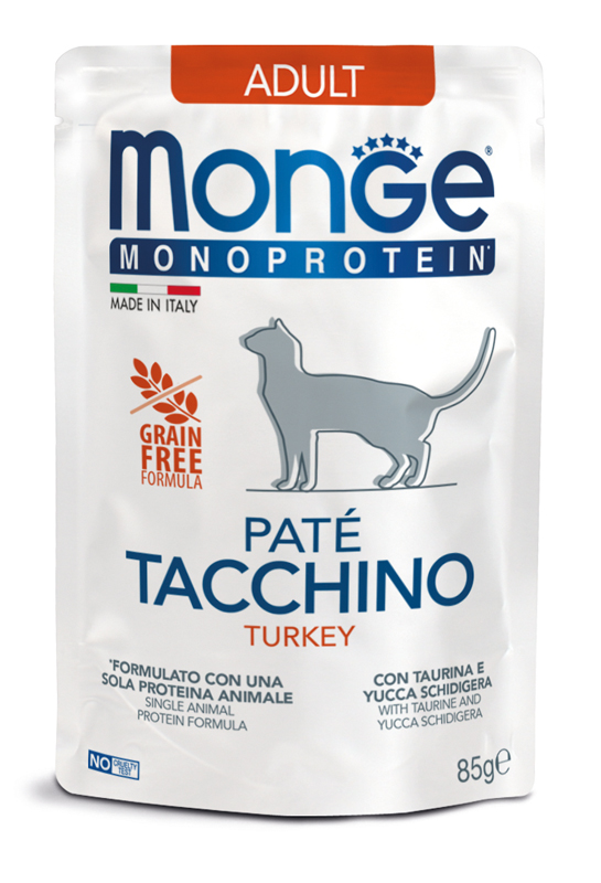 Monge Monoprotein Tacchino: Paté Monoproteico per Gatti Adulti