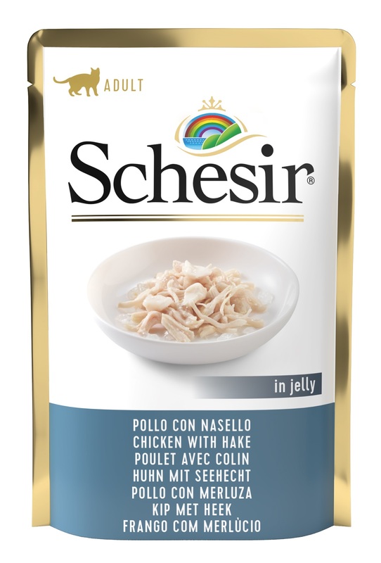 SCHESIR GATTO JELLY ADULT POLLO NASELLO 85GR (bustina)
