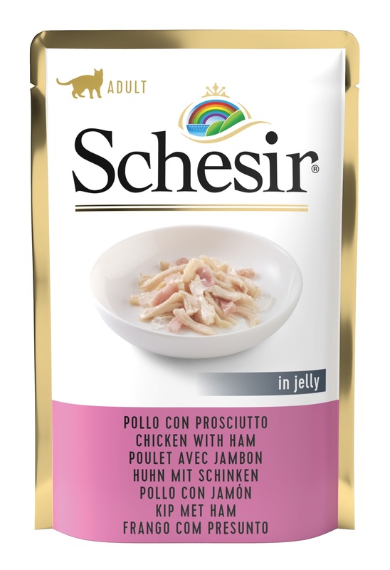 SCHESIR GATTO JELLY ADULT POLLO PROSCIUTTO 85GR (bustina)