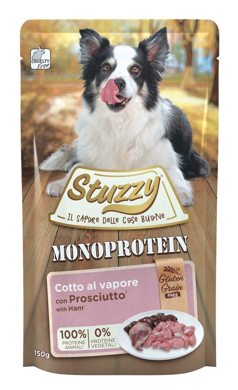 Stuzzy Monoproteico Prosciutto: Umido Completo per Cani Adulti