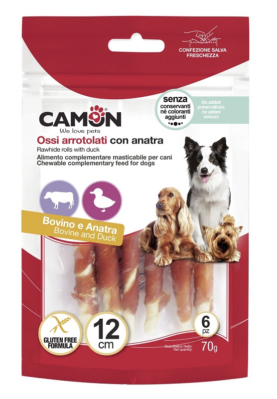 Camon Cane Snack Rolls Con Bovino Anatra 17CM 140GR