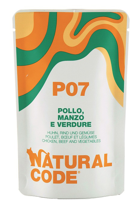 Natural Code Gatto P07 Pollo Manzo Verdure 70GR (Bustina)