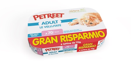 PETREET GATTO ADULT VELLUTATE A70 GRAN RISPARMIO TONNO 6x70GR (lattina) MULTIPACK