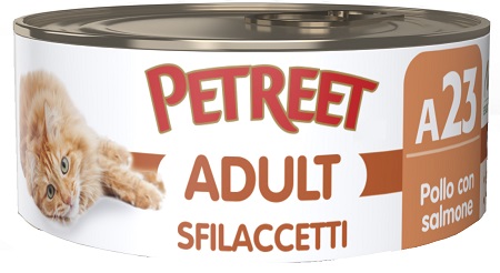 Petreet Gatto Adult A23 Sfilaccetti Pollo Salmone 70GR (Lattina)