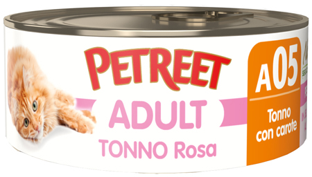 PETREET GATTO ADULT A05 TONNO ROSA CAROTE 70GR (lattina)